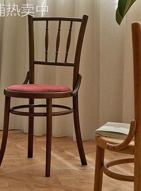 法式实木餐椅复古ton椅子咖啡店餐厅索耐特椅vintage餐桌椅子