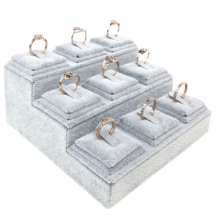 粤星泰九位戒指座手镯展示架耳钉环吊坠饰品陈列道具收纳珠宝绒布