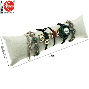 粤星泰麻布冰花绒布手表手链头绳架红绒加厚小枕头柜台珠宝收纳