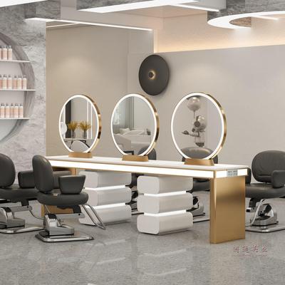 网红理发店镜台发廊专用柜子一体美发店剪发镜子单双面烫染区镜台