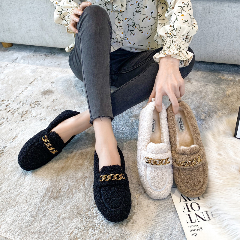毛鞋女外穿羊羔2025年冬季