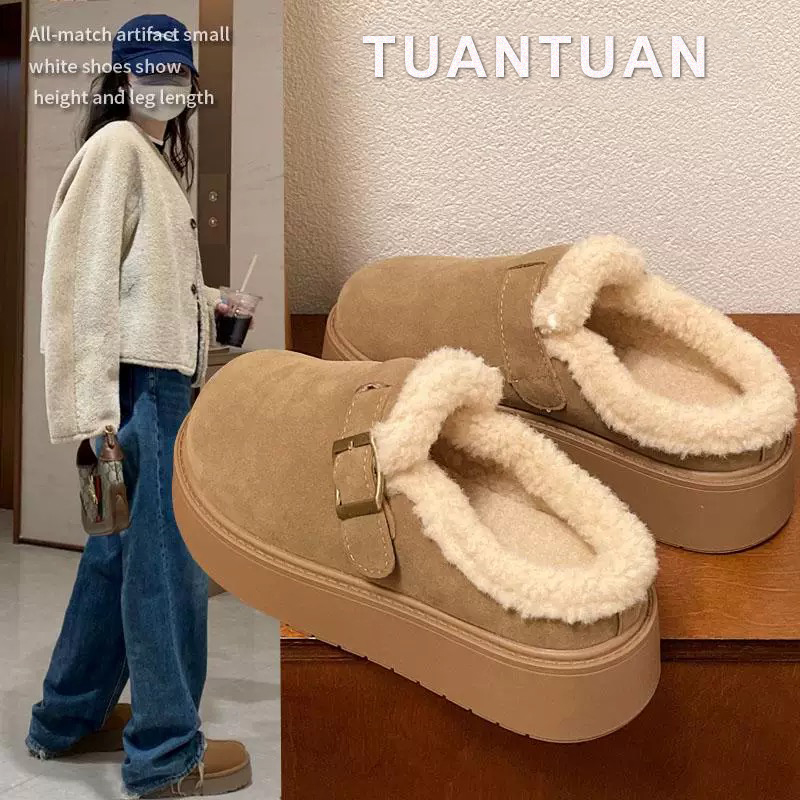 厚底勃肯鞋半拖女外穿2026秋冬季新款加绒雪地靴全包毛毛鞋棉鞋子,女鞋,毛毛鞋,淘宝优惠券,粉丝福利购,淘宝优惠卷