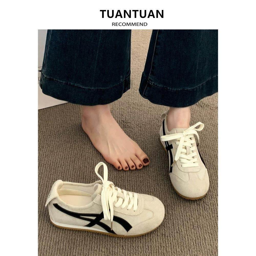 阿甘鞋复古米白色德训鞋女2026秋季新款爆款百搭平底运动休闲板鞋,女鞋,德训鞋,淘宝优惠券,粉丝福利购,淘宝优惠卷