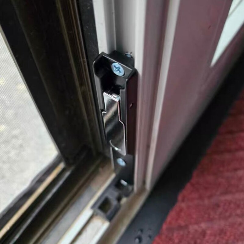 明装门闩防盗铝合金断桥玻璃老式平开插销对开门上下天地锁插杆