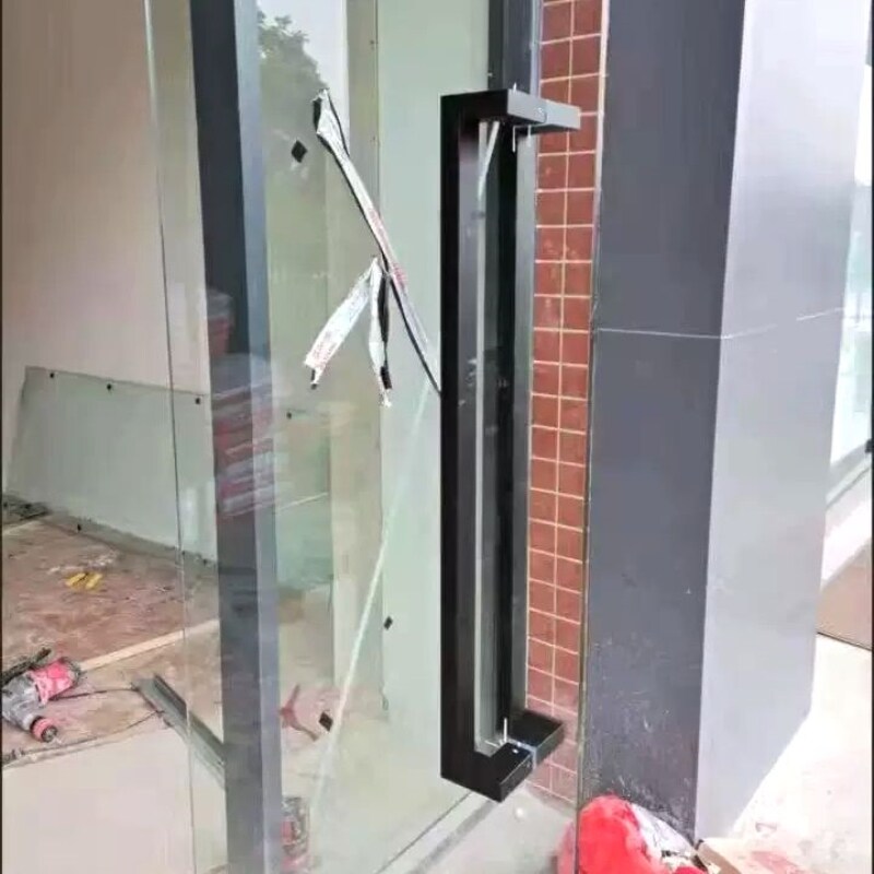 不锈钢方管双弯无指纹黑钛金色加厚方管有框拐角把手有框门大拉手