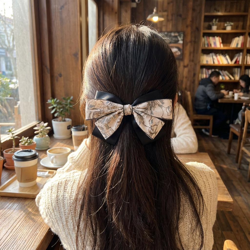 优雅气质蝴蝶结发夹成人弹簧夹淑女百搭头饰夹子发卡韩版布艺发饰