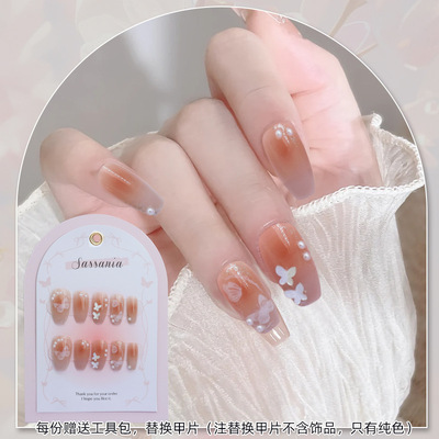 美甲手工穿戴甲纯欲风高级山茶花