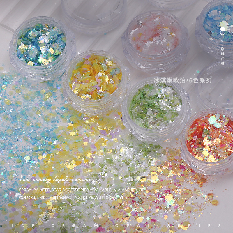 美甲饰品大亮片粗细混合闪粉