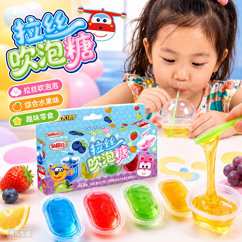 拉丝吹泡泡糖果综合水果味儿童手工零食盒装小食动手好吃好玩凝胶