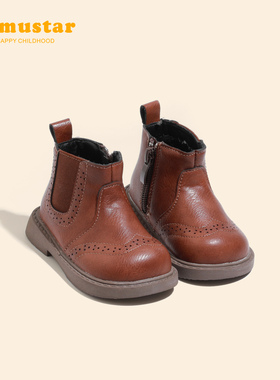 宝宝马丁靴冬季新款加绒保暖男宝冬靴防滑软底棉靴加厚女宝雪地靴