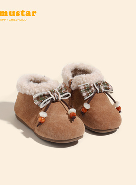 女童雪地靴2025冬季新款加绒保暖女婴儿棉鞋防滑软底加厚女宝棉鞋