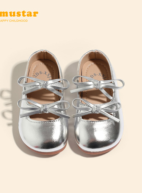 女童鞋子2025春秋新款小童洋气蝴蝶结公主鞋女宝宝单鞋韩版女宝鞋