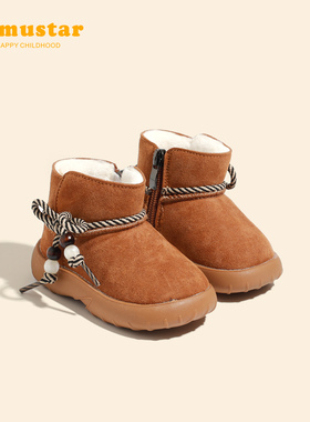 女宝雪地靴冬季新款加绒保暖短靴男宝宝冬鞋软底防滑加厚男宝棉鞋