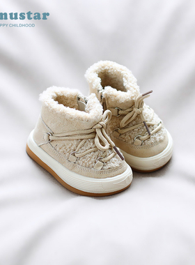 宝宝冬季鞋子一岁小童雪地靴女加绒保暖学步鞋女宝软底婴儿棉鞋男