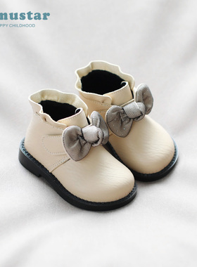 女宝宝鞋子春秋皮鞋软底女宝短靴防滑秋季靴子公主鞋潮女童小皮鞋