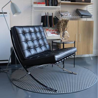 北欧巴塞罗那椅子Barcelona Chair现代真皮单人沙发设计师休闲椅