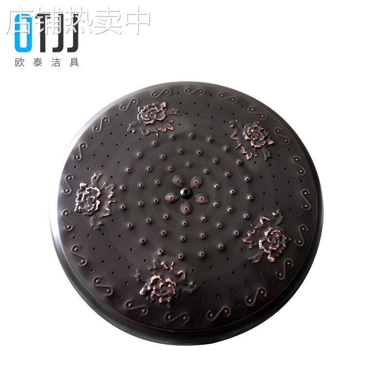 不锈钢黑古大花洒牡丹圆形顶喷压淋浴喷头淋雨洗澡莲蓬单头沐浴器