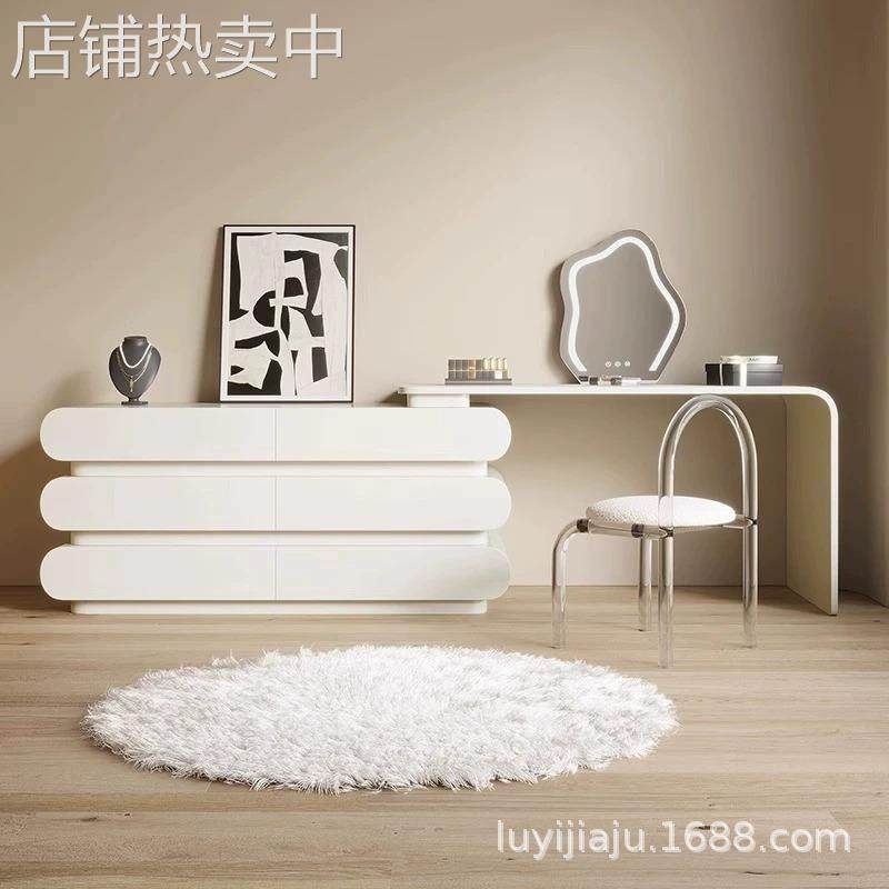 奶油实木烤漆梳妆台卧室新款斗柜一体化妆桌高级感转角轻奢ins风,电子元器件市场,其它电脑元件/零配件,淘宝优惠券,粉丝福利购,淘宝优惠卷