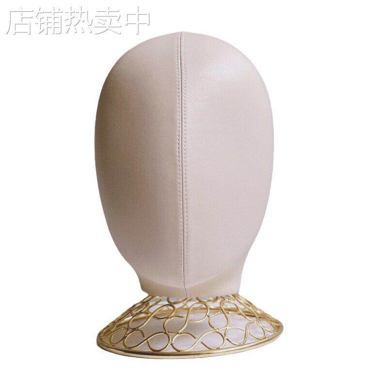 跨境新品米白色皮鞋头模帽架帽子展示架配金色底座可拆装帽子收纳