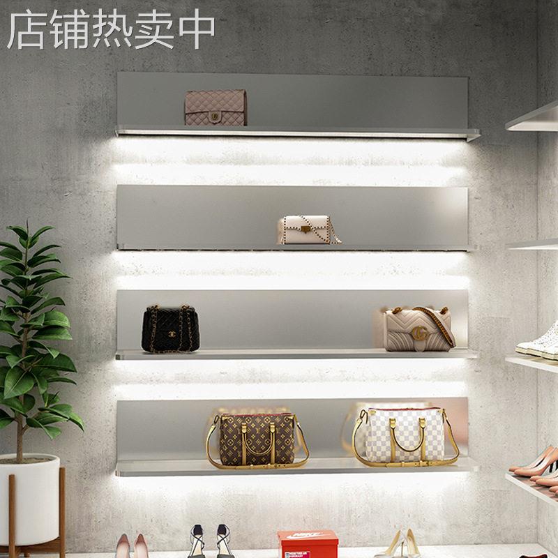 服装店多层陈列架包包架不锈钢隔板置物架上墙鞋包饰品橱窗展示架