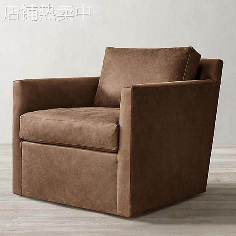 美式沙发皮艺办公沙发复古做旧单人沙发椅酒店会所接待高背老虎椅