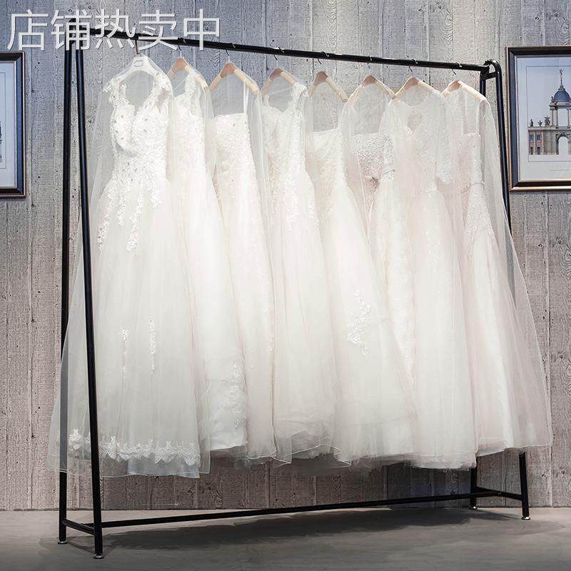 现代简约落地式服装架 白色黑色古铜色创用婚纱店服装店置物架