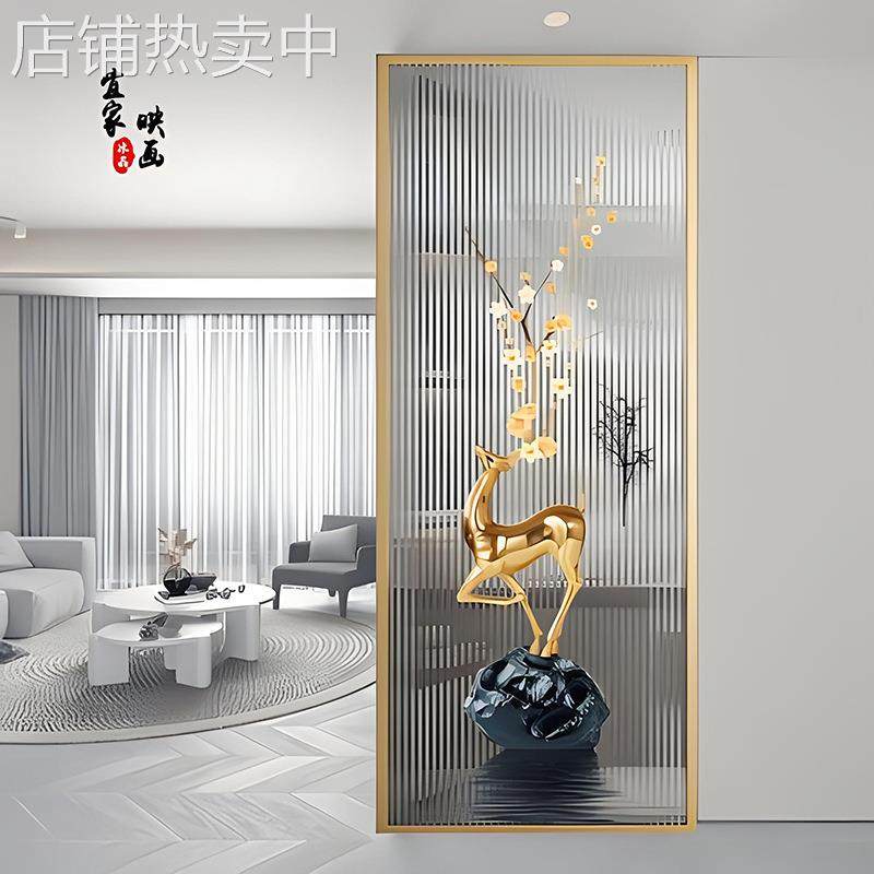 现代简约艺术玻璃屏风客厅入户玄关卫生间遮挡轻奢铁艺隔断装饰墙