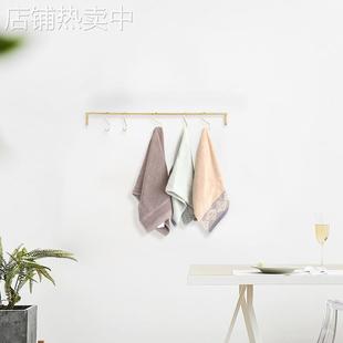 欧式厨房卫生间挂毛巾杆免打孔不锈钢置物架浴室免钉厕所黄铜新品