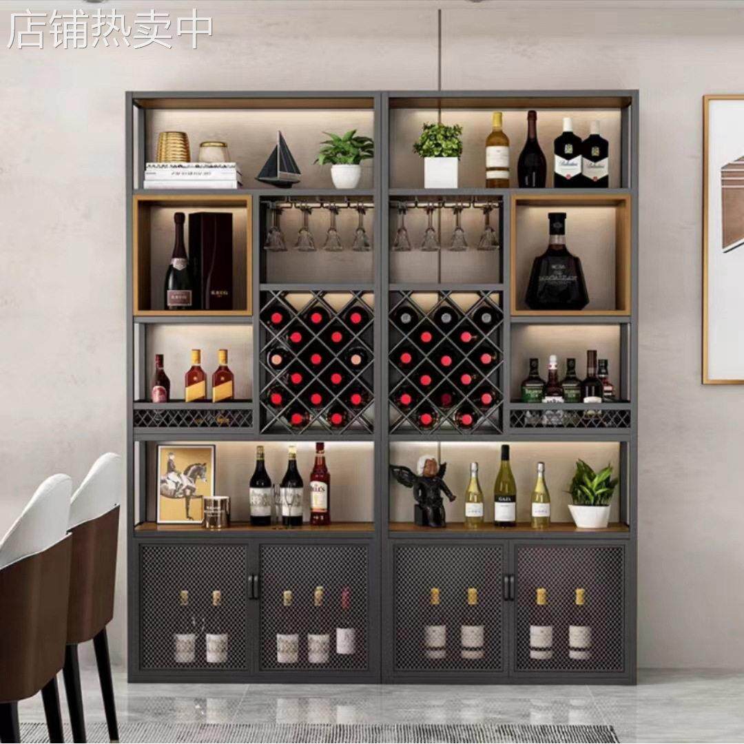 复古酒架落地酒柜简约餐厅酒吧酒柜葡萄酒杯收纳架家用红酒展示柜