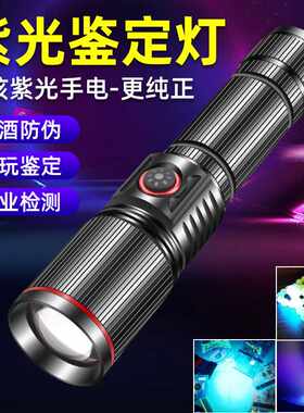 紫外线灯手电筒充电大功率美甲固化灯珠宝琥珀防伪鉴定专用紫光灯