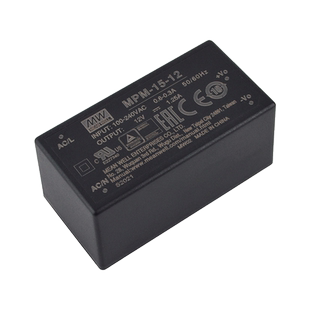 15W台湾明纬MPM-15-12绿色医疗基板型开关电源12V 1.25A小体积