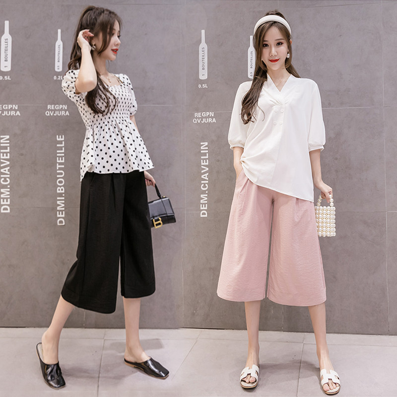 孕妇阔腿裤短裤夏季薄款七八分裤棉麻外穿裤托腹高个子三五分裤子