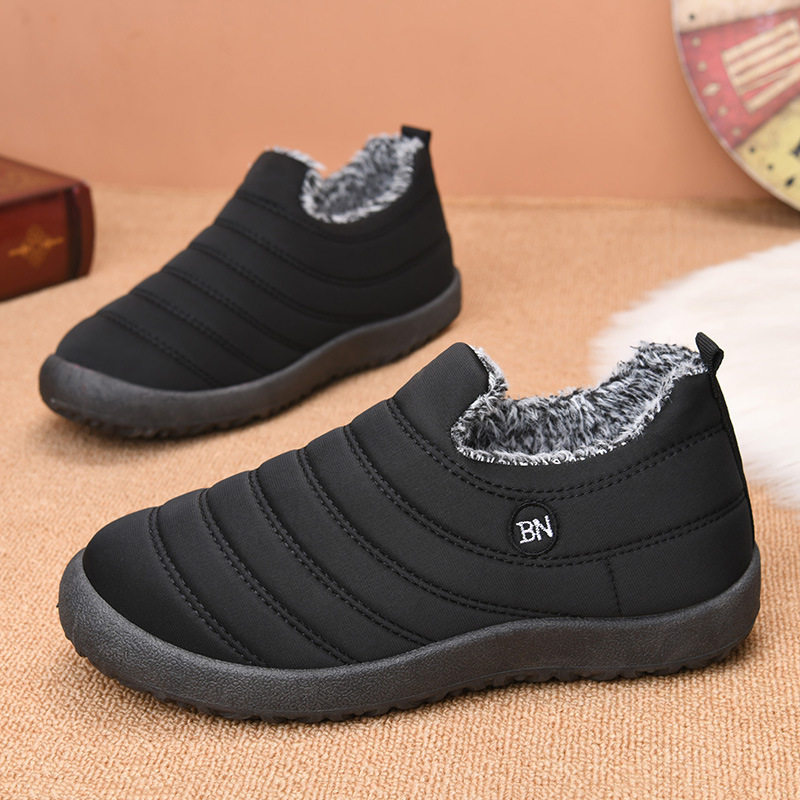 新款冬季防滑软底加厚平底棉鞋加绒毛毛鞋子男女同款老北京布鞋