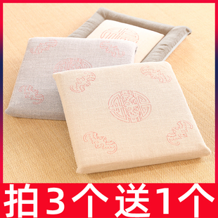 中式餐桌椅垫亚麻坐垫椅子垫实木太师椅茶圈椅座垫榻榻米地上垫子