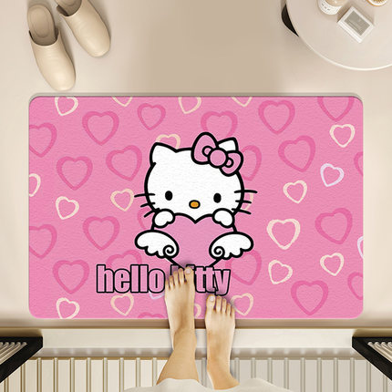 hellokitty卡通浴室地垫硅藻泥防滑家用卫生间门口吸水地毯脚垫子