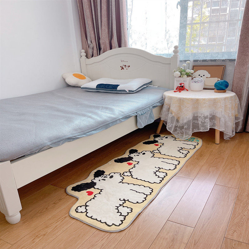 原创奶黄色卷毛狗可爱卧室地毯床边房间卡通地垫家用客厅沙发地毯