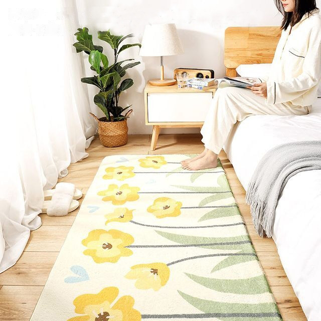 aohart拉格花纹床边卧室客厅 茶几地毯家用方形简约现代家用地垫