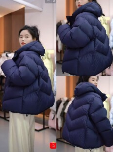 95白鹅绒藏青色后背V字航线显瘦羽绒服加厚保暖外套 男女同款