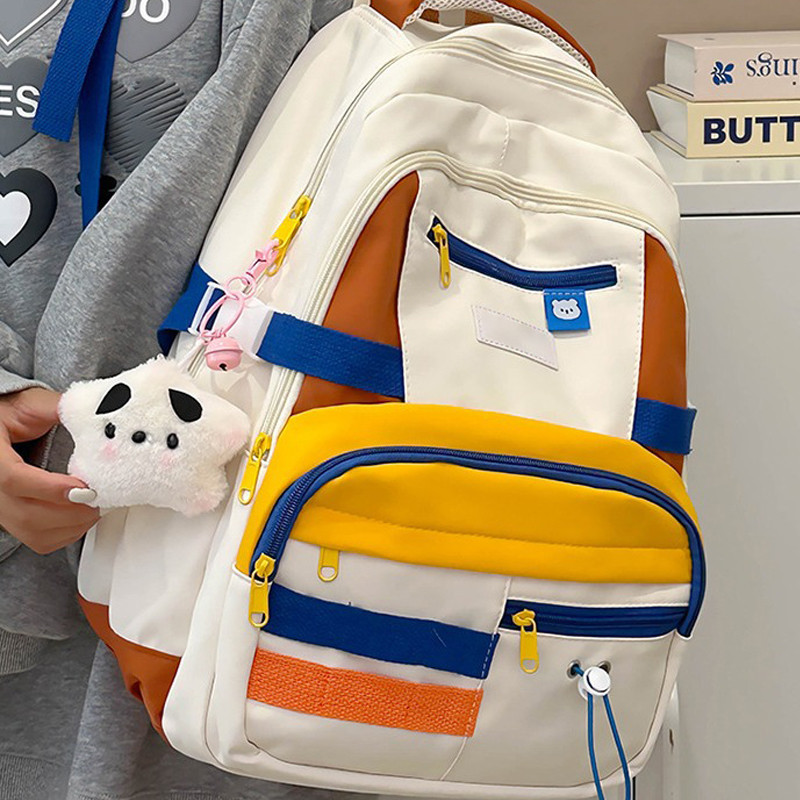 日系ins书包女森系撞色中小学生休闲背包韩版学院风学生背包