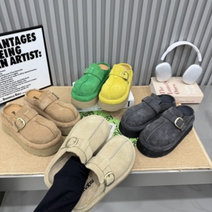 2026新款真皮厚底勃肯鞋女百搭显瘦一脚蹬懒人鞋包头半拖鞋潮单鞋