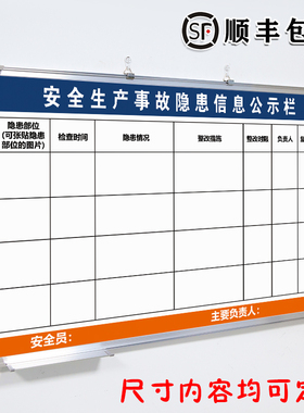 安全生产事故隐患信息公示栏写字板磁板工厂车间生产管理任务计划看板挂墙式可擦写留言书写看板墙贴