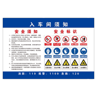 进入生产车间安全警示牌禁止烟火标志访客入厂须知车间提示告知书标识牌请佩带好劳保用品遵守公司规定制