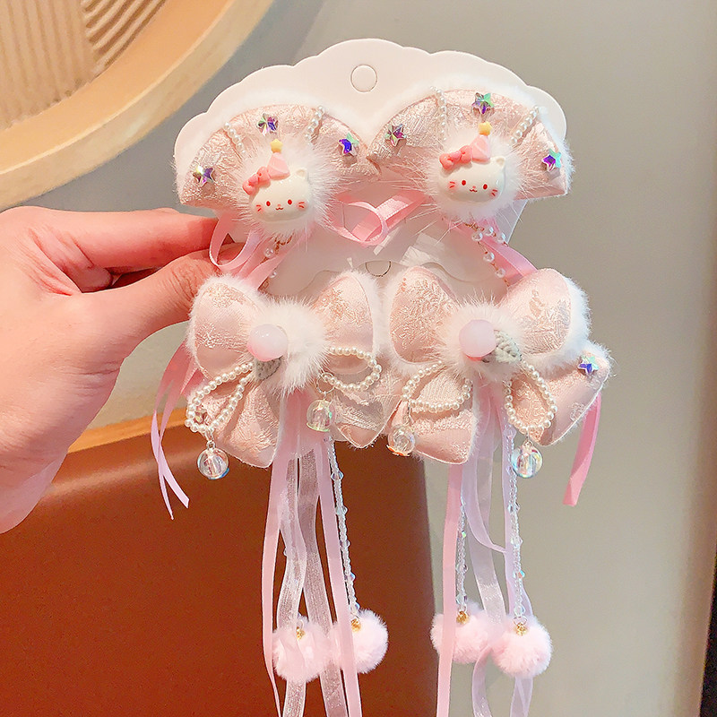 儿童过年汉服头饰女发夹中国风宝宝蛇年粉色拜年古风女童新年发饰,童装/婴儿装/亲子装,发饰,淘宝优惠券,粉丝福利购,淘宝优惠卷