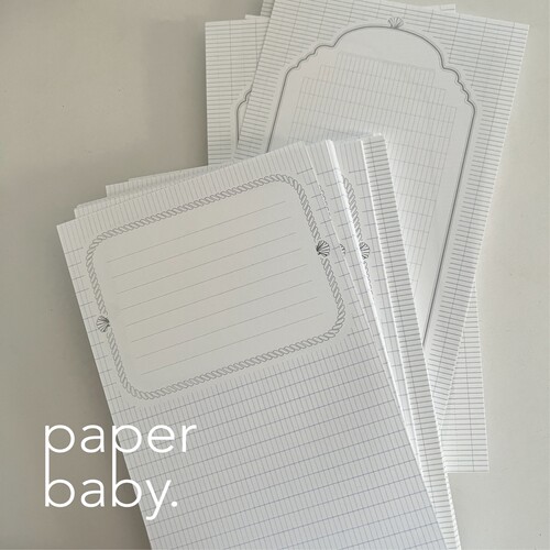 paperbaby 贝壳海蓝系列复古A6per手帐内页素材纸