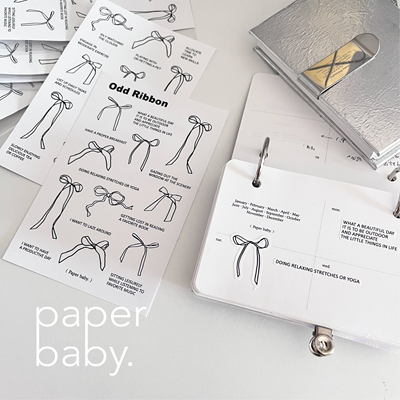paperbaby 原创设计古怪蝴蝶结 线条黑白英文极简手帐装饰贴纸