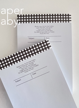 paperbaby A7蓝色极简复古格子便签 手帐素材