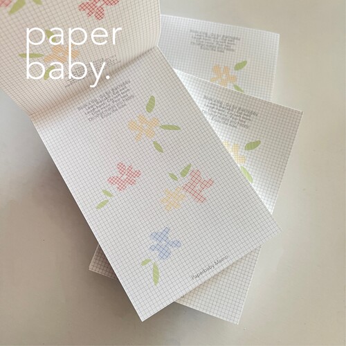 paperbaby春日小花盐系格子便签 A7活页手帐内页