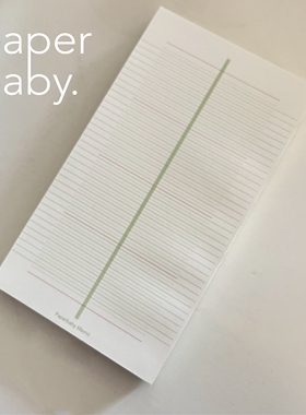 paperbaby 复古格子绿色线A6P活页手帐内页 便签 拍纸本