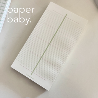 paperbaby 复古格子绿色线A6P活页手帐内页 便签 拍纸本