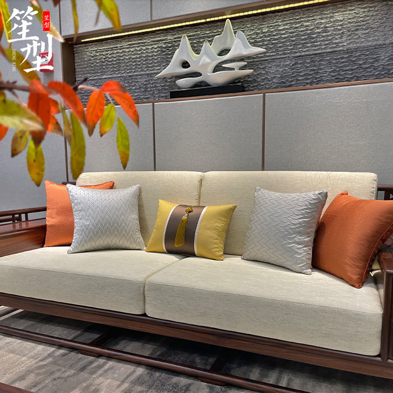 现代中式红木沙发坐垫新中式软体沙发垫带靠背软包实木海绵垫定制